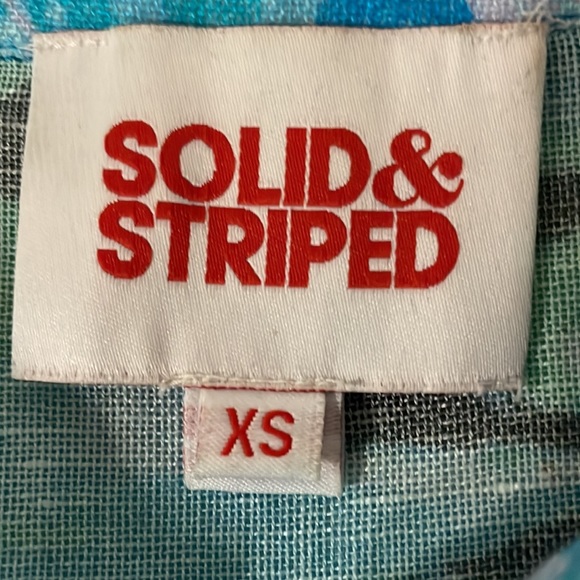 SOLID & STRIPED blue pink green colorful linen cotton short sleeved shirt xs - Picture 8 of 10